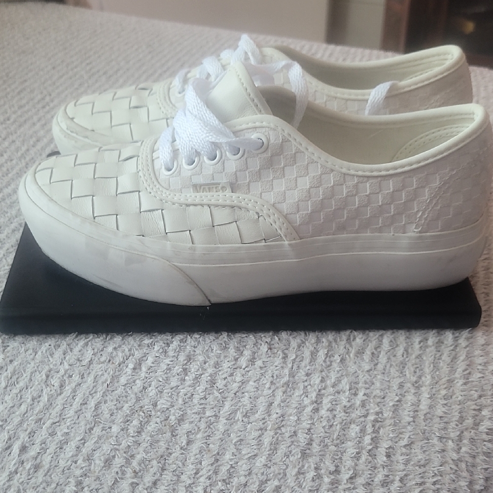 Vans plarform white leather skate shoes size 8 - Picture 5 of 6